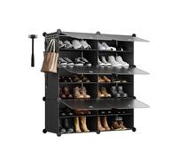 Sekey Organizador de Zapatos 6 Compartimentos PP - Automonte con Martillo - Armario Calzado Familiar (84x31x92cm) - Negro, Capacidad 24 Pares