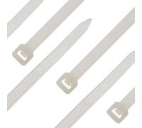 SeKi Bridas para cables, 100 unidades, color blanco y natural, 200 x 4,8 mm, resistentes a desgarros hasta 22,7 kg, nailon PA6.6, autoblocantes, juego de bridas para gestión de cables, hogar, taller e