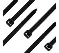 SeKi Bridas para cables, 100 unidades, color negro, 200 x 2,5 mm, resistentes a desgarros hasta 8,2 kg, nailon PA6.6, autoblocantes, juego de bridas para gestión de cables, hogar, taller e industria
