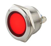 SeKi Luz indicadora LED de 22 mm en rojo, 6 - 24 V; acero inoxidable V2A - Lámpara indicadora, indicador, lámpara de control, indicador de funcionamiento