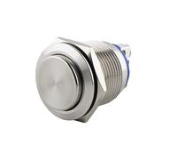 SeKi Pulsador de acero inoxidable de 16 mm de diámetro con forma de cabeza perdida y conexión de rosca.