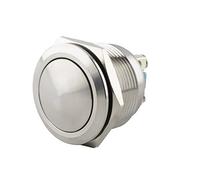 SeKi Pulsador de acero inoxidable de 16 mm de diámetro, forma curvada, conexión de rosca, pulsador de timbre.