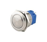 SeKi Pulsador de acero inoxidable, diámetro de 16 mm, forma de cabeza curvada, ojales/conector plano 0,5 x 2,8, conector pulsador de timbre.