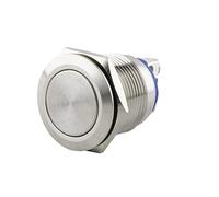 SeKi Pulsador de acero inoxidable, diámetro de 16 mm, forma plana de cabeza plana, conexión roscada; pulsador de timbre