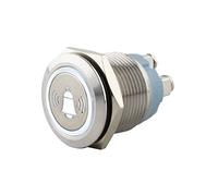 SeKi Pulsador de acero inoxidable, diámetro de 19 mm, forma de cabeza plana, símbolo de campana iluminada en color blanco con conexión roscada; pulsador de timbre