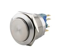 SeKi Pulsador de acero inoxidable, diámetro de 22 mm, con forma de cabeza que sobresale del ojal y conector plano de 0,5 x 2,8 mm, pulsador de timbre.