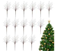 Selecciones de para árboles de Navidad de 15 piezas - Ramas acrílic | Juego de 15 púas de acrílico transparente brillante con deslumbrantes colgantes de cuentas y brillo transparente, var