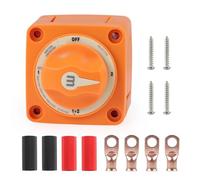 Selector de batería de 4 posiciones, aislador de CC de 32V, interruptor giratorio de desconexión, bloque de terminales M10 de 3/8 "para Camper, RV, camión, barco marino(Orange (Glow))