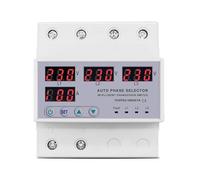Selector de fase de riel 3P+N trifásico de 100 A 63 A, ajustable, protección de corriente de sobretensión y subtensión, relés de monitoreo, protector