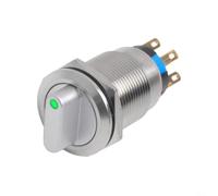 Selector de Levas 19mm Latching 12-24V con LED Selector de Levas(Green) | para acero inoxidable 304, 3 posiciones 2NO2NC, para montaje 19mm, para ideal pesada, duradero