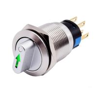 Selector de Levas 19mm para acero Inoxidable IP66 IK09 Selector(green) | para acero inoxidable 304, protección IP66/IK09, LED integrado, 3 posiciones, uso industrial pesado