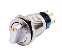 Selector de Levas Rotativo 19mm LED IP66 al Agua Selector de(Yellow) | para acero inoxidable 304, 3 posiciones 2NO2NC, 19mm, para ideal para paneles de control