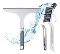 SELEKTO Rasqueta Limpiacristales y Cepillo de Limpieza, Set de Limpieza y Cepillo con Pinza más Limpiador de Cristales, Cepillo de Limpieza Esquinas para Baño y Cocina y Limpia Mamparas Ducha