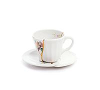 Seletti Taza de café con platillo Kintsugi Mod. 3 Porcelana y Oro de 24 quilates