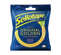 Sellotape Cinta transparente multiusos dorada original para objetos domésticos, cinta de embalaje transparente para pegar sobres o tarjetas, cinta de embalaje fácil de usar, 24 mm x 50 m