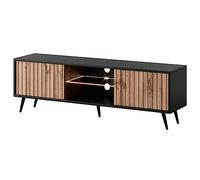 Selsey Bello Mueble de TV bajo,Melamina, Negro, 135 cm