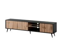 Selsey Bello Mueble de TV bajo,Melamina, Negro, 175 cm