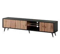 Selsey Bello Mueble de TV bajo,Melamina, Negro, 175 cm