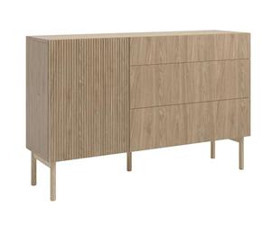 Selsey Cómoda de 1 Puerta, 3 cajones, 140 cm, Roble Barnizado