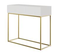 Selsey Consola Recibidor Mesa De Consola con Cajón De Lamas Patas Doradas 90 x 79 cm Blanco Veldio
