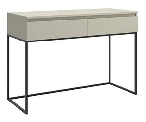 Selsey Escritorio para Ordenador, Mesa de Oficina con 2 cajones, Marco de Metal, 120 x 50 x 80 cm, Color Gris Topo con Patas Negras