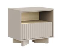 Selsey Mesita de Noche 50 cm Cachemir Roble Vicenza - mesita de Noche Moderna con cajón y nicho, Mueble Auxiliar Elegante para Dormitorio con frentes fresados y diseño Actual