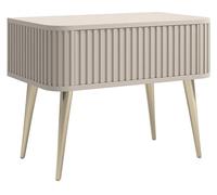 Selsey Mesita de Noche Auxiliar, mesita de Noche, mesita de Noche, 63 cm, cajón ranurado, Empuje para Abrir Suave y Patas Doradas, Color Gris y Beige