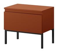 Selsey Mesita De Noche con Cajón 43 x 49 cm Mesilla De Noche con Patas Negras para Dormitorio Salón Ladrillo Bemmi