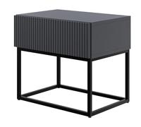 Selsey Mesita De Noche con Patas Negras con Cajón Y Lamas 50 x 44 cm Mesilla De Noche Negro Veldio