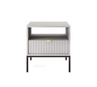Selsey Mesita de Noche VELLORE, Aluminio Acero aleado, Gris, 54 cm x 56 cm x 39 cm