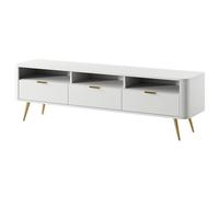 Selsey Mueble de TV, Madera de ingeniería Metal, Blanco, 160 cm Longueur