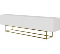 Selsey Mueble De TV Mesa De TV 175 cm con Patas Doradas con Fachada Fresada Blanco Veldio