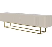 Selsey Mueble De TV Mesa De TV 175 cm con Patas Doradas con Fachada Fresada Gris Beige Veldio