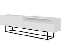 Selsey Mueble De TV Mesa De TV 175 cm con Patas Negras con Fachada Fresada Blanco Veldio