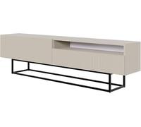 Selsey Mueble De TV Mesa De TV 175 cm con Patas Negras con Fachada Fresada Gris Beige Veldio