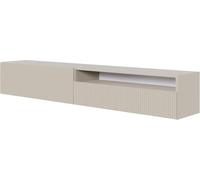Selsey Mueble De TV Mesa De TV 175 cm Suspendido con Compartimento Abierto Fachada Fresada Gris Beige Veldio