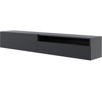 Selsey Mueble De TV Mesa De TV 175 cm Suspendido con Compartimento Abierto Fachada Fresada Negro Veldio