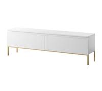 Selsey Mueble De TV Mesa De TV 2 Puertas 150 cm con Patas Doradas para Salón Dormitorio Blanco Bemmi