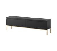 Selsey Mueble De TV Mesa De TV 2 Puertas 150 cm con Patas Doradas para Salón Dormitorio Negro Bemmi