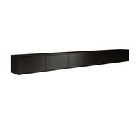 Selsey Mueble TV Colgante Negro de 6 Puertas con Frente Acanalado 300 cm - Muebles de Salón Modernos, Mueble TV Salón con Diseño Minimalista y Funcional, Acabado Mate, Hecho en Polonia