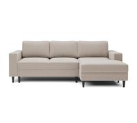 Selsey - Sofá Cama esquinero Nalika en Forma de L con Espacio de Almacenamiento de Terciopelo hidrófobo Beige, Lado Derecho