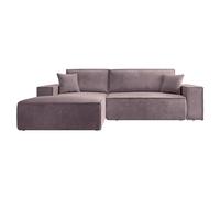 Selsey Sofá esquinero, sofá Cama con Espacio de Almacenamiento, función de sueño, fácil de Limpiar, Espuma de Poliuretano, Forma L, Izquierda, Aspecto de Pana Rosa