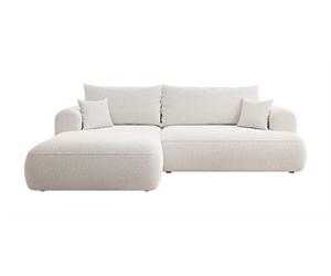 Selsey Sofá esquinero sofá Cama sofá Cama con Espacio de Almacenamiento, función de Dormir, fácil de Limpiar, Espuma de Poliuretano, Forma L, Forma Derecha, OVO, Crema, Boucle Abriamo