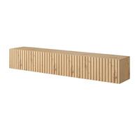 Selsey Telire - Mueble de TV Colgante - Roble Artesano con Frente de Lamas - 175 cm