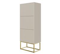Selsey Zapatero 50 cm Armario Zapatero 3 Niveles para 12 Pares De Zapatos Mueble Recibidor Estantería Vertical Beige Grisáceo con Patas Doradas Veldio