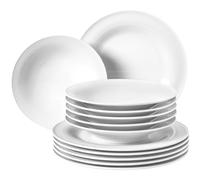 Seltmann Weiden servicio de cena 12 piezas | Set para 6 personas | Serie Beat blanco | servicio incluya cada 6 plato de cena, plato de sopa