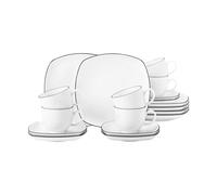 Seltmann Weiden Vajilla de café Lido black lines cuadrada 18 piezas Blanco con canto negro