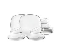 Seltmann Weiden Vajilla de té Lido black lines cuadrada 18 piezas Blanco con canto negro