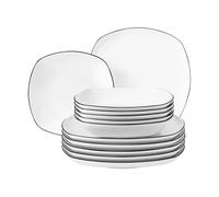 Seltmann Weiden Vajilla Lido black line cuadrada 12 piezas Blanco con canto negro