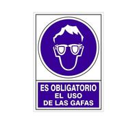 Señal 610 plast.345x245 obli.uso gafas es obligatorio el uso de las gafas